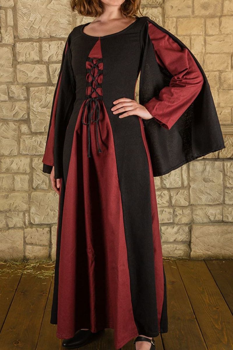 Medieval Dress Jasene, Black/Bordeaux
