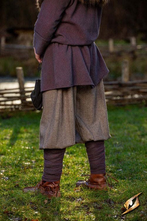 Rusvik broek Ull, vissegraatmotief, wolmix, lichtbruin