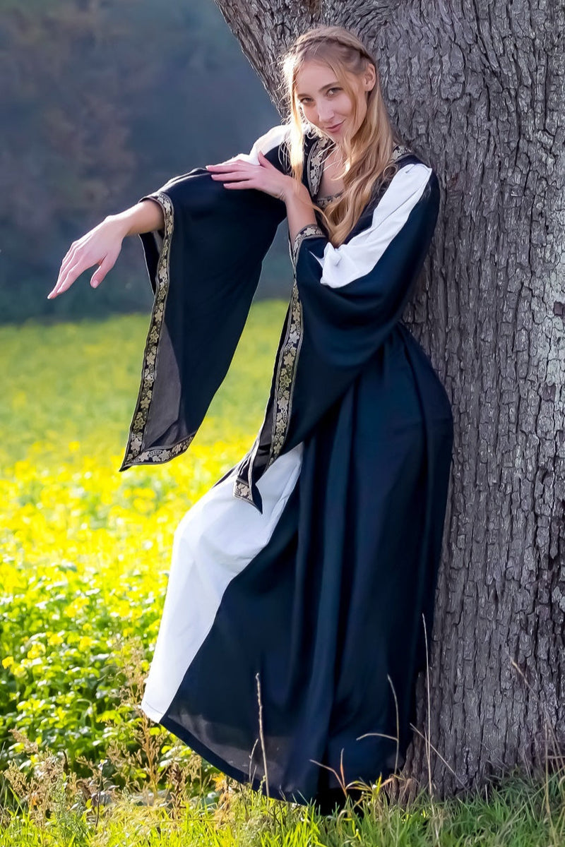 Edele geborduurde jurk Loretta, zwart