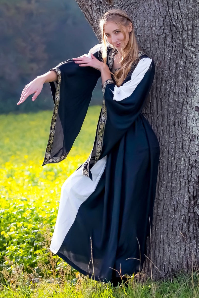 Edele geborduurde jurk Loretta, zwart