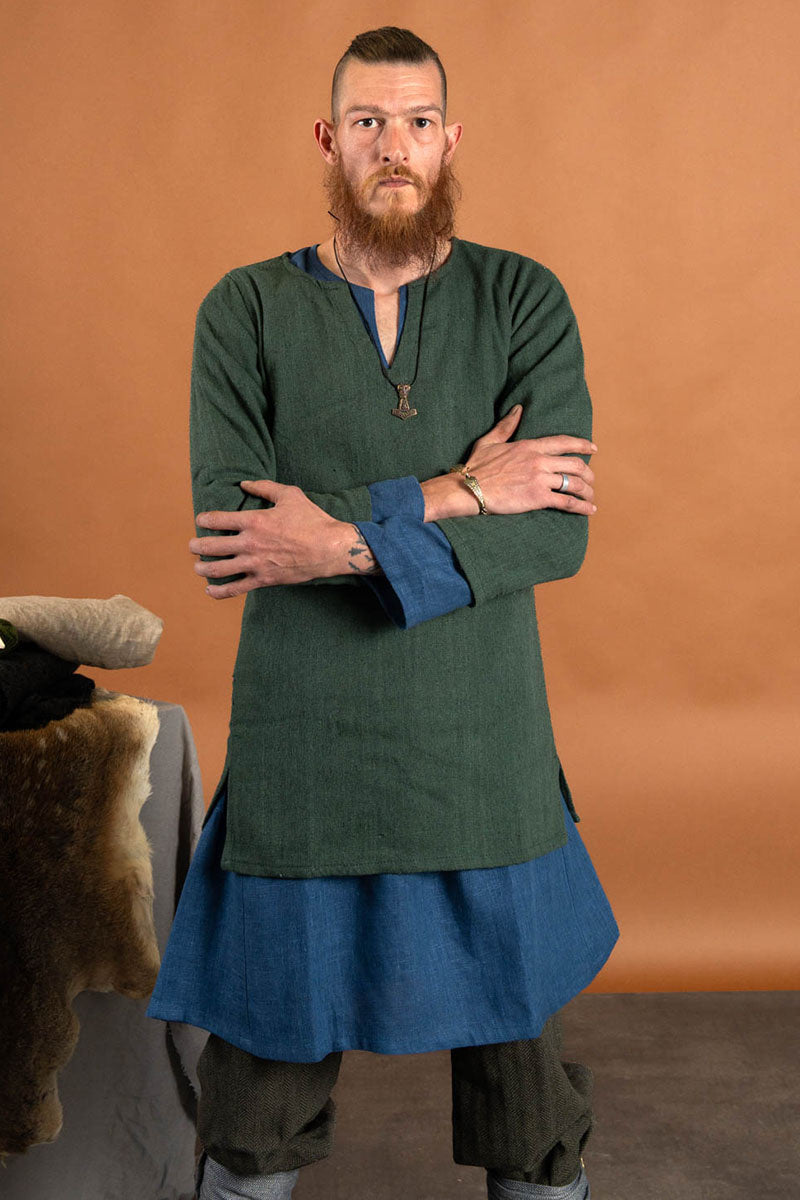 Viking tuniek Eirik, linnen, blauw