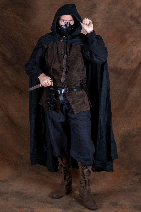 Læder Mempo halvmaske, sort 