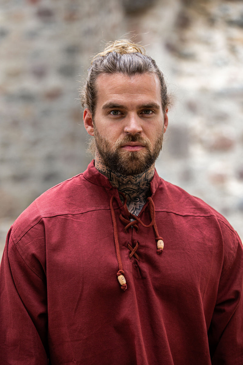 Handgeweven overhemd, rood