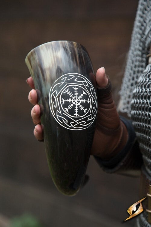 Viking drikkehorn Aegishjalmur, mørk, 500-650 ml 