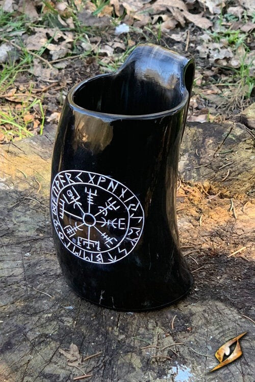 Viking horn cup Vegvisir dark, 500-650 ml