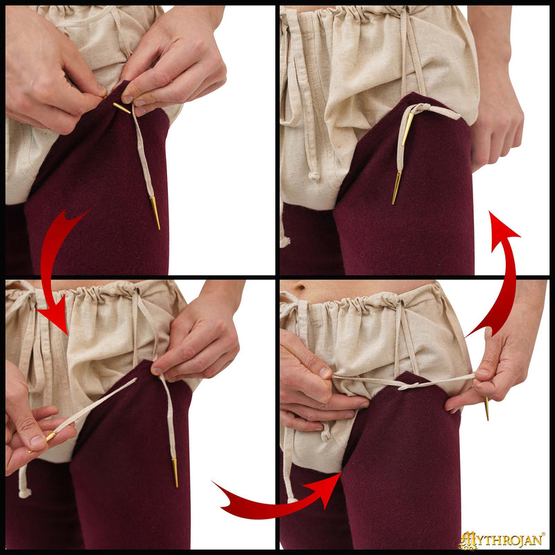 Middeleeuwse chausses, wol, donkerrood