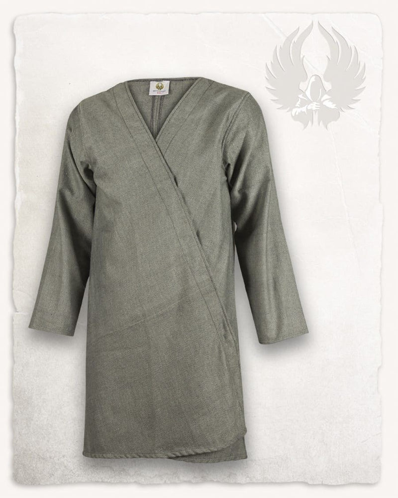 Viking kaftan, grijs, visgraatmotief wolmix