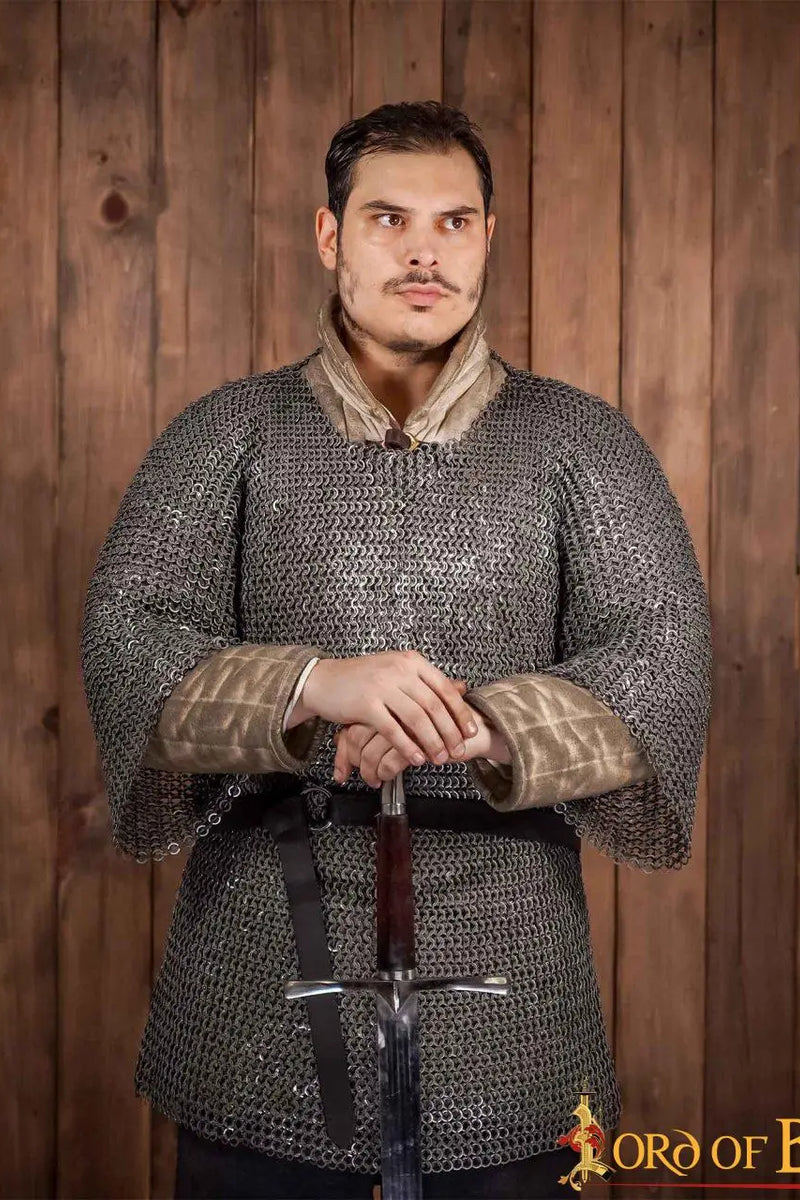 Maliën haubergeon, gemixte platte ringen, ronde klinknagels, 9mm