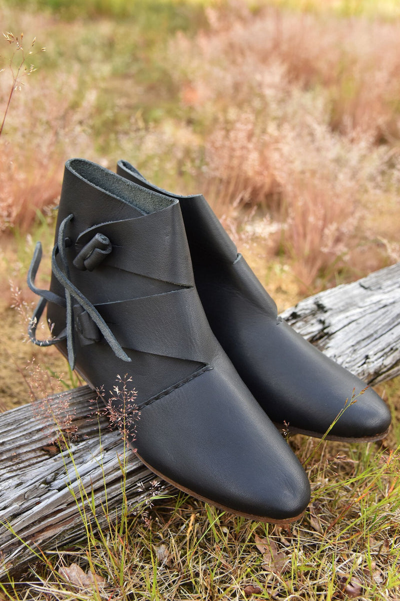 Viking schoenen Jorvik met nagels, zwart