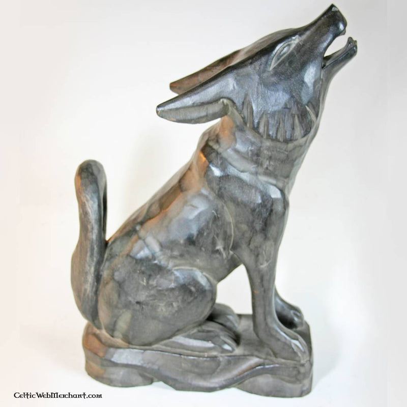 Houten drinkhoornstandaard wolf