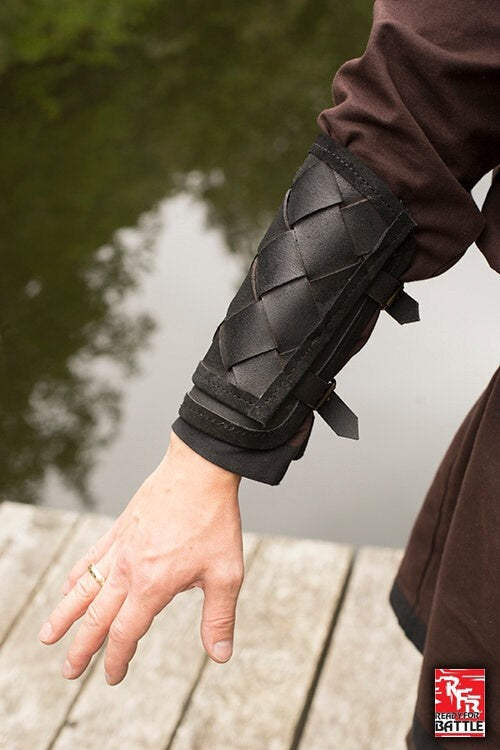 Brassards vikings en cuir, canons d'avant-bras, noir, paire 
