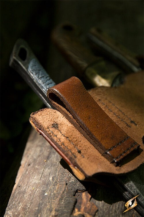 Houder voor LARP werpmessen bruin, incl. 3 messen