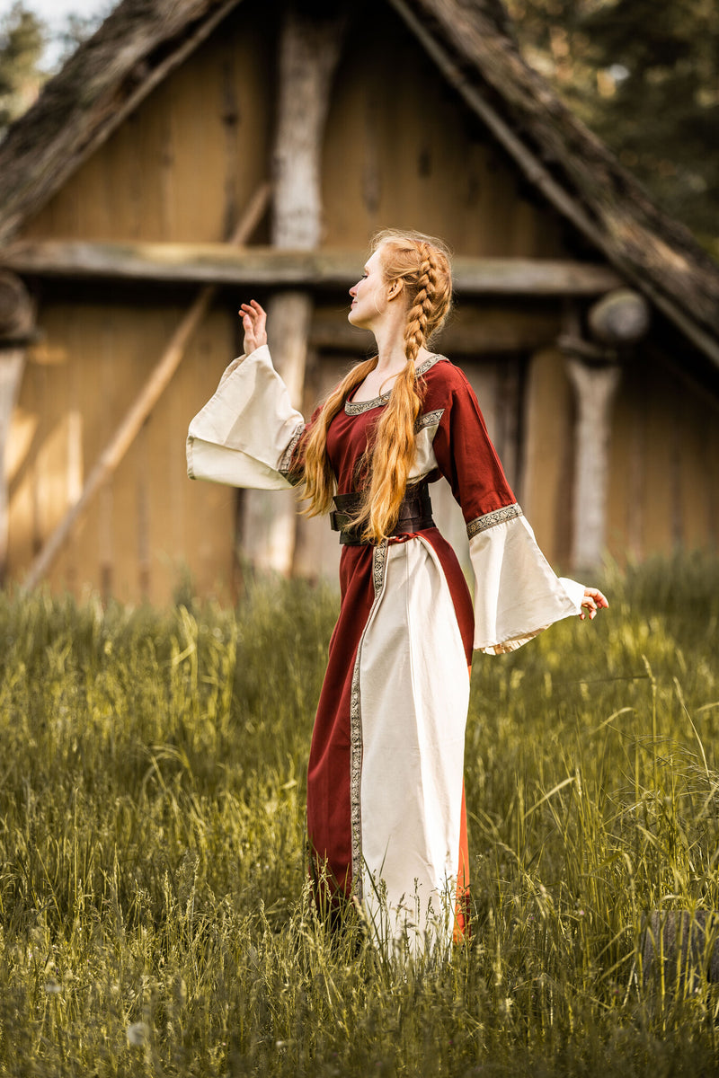 Jurk Cleena crème-rood