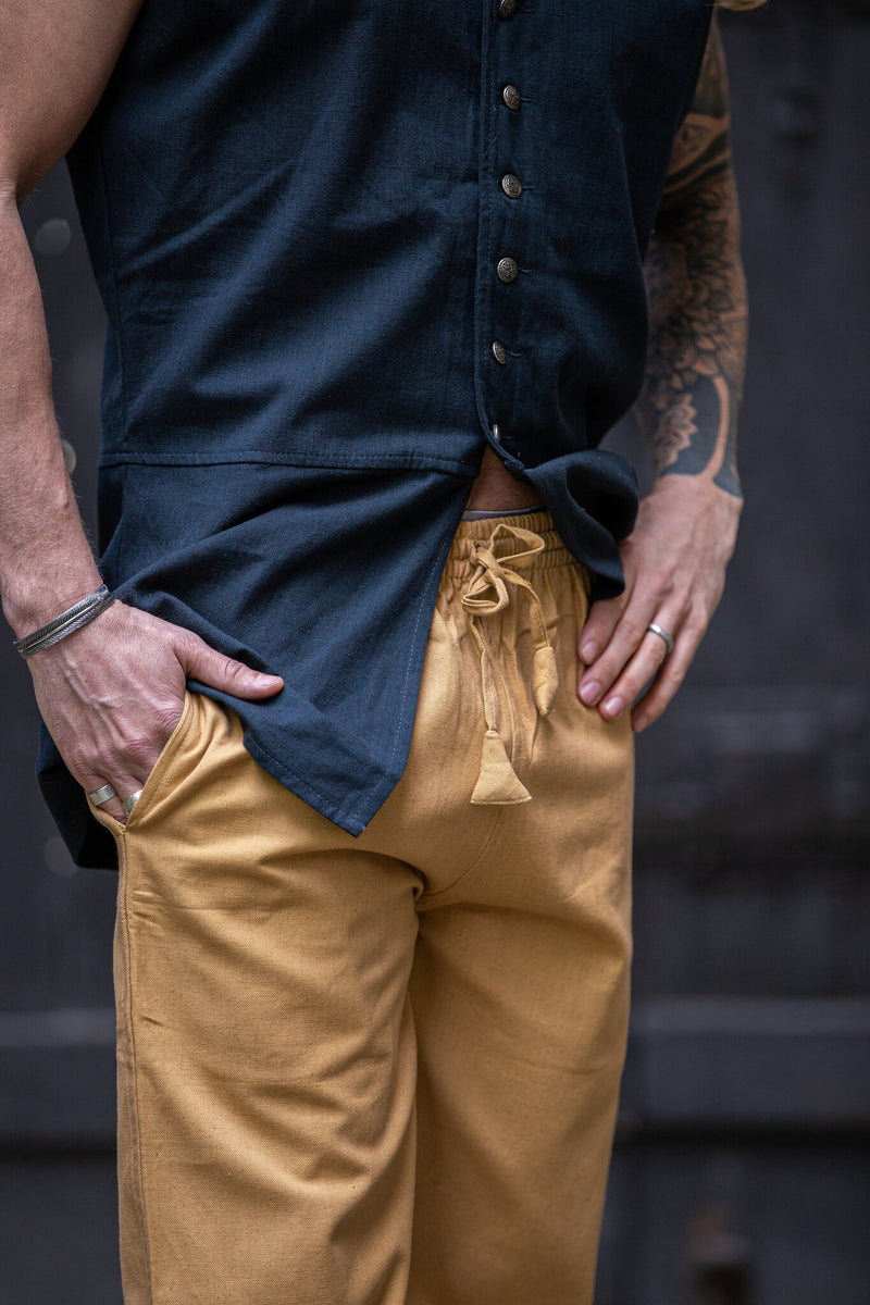 pantalones Alin de algodón, marrón miel 