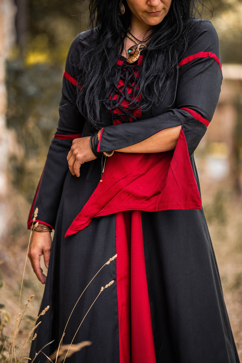 Jurk Eleanora rood-zwart