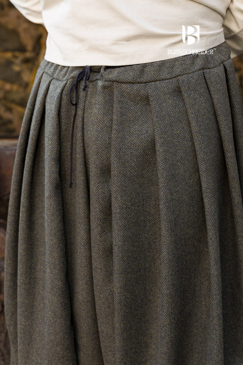 Rusvik Viking broek Borys, vissegraatmotief, olijf/grijs, wolmix