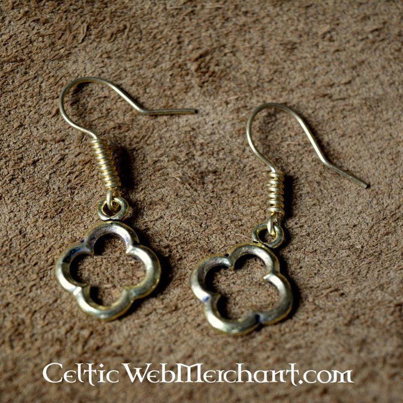 Pendientes góticos de cuatrifolio, bronce plateado 