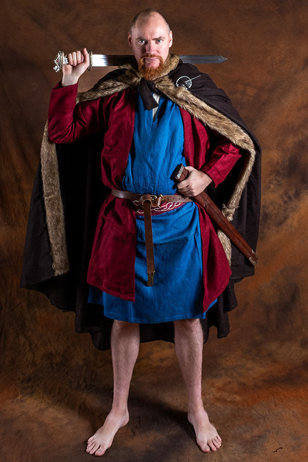 Viking tuniek Halvar linnen, blauw