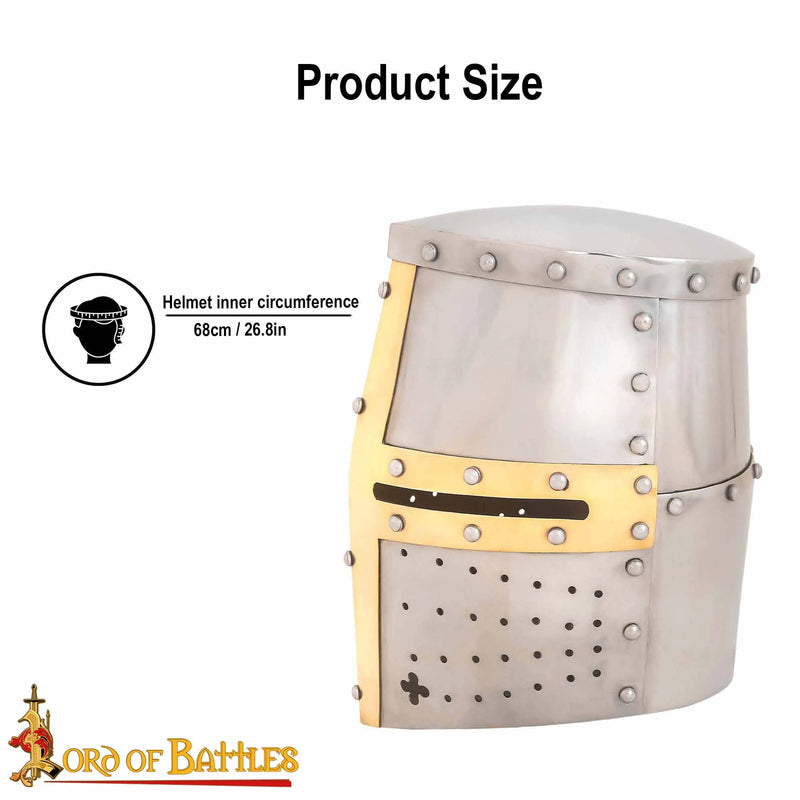 Korstogshjelm med messingvisir, 1,6 mm 