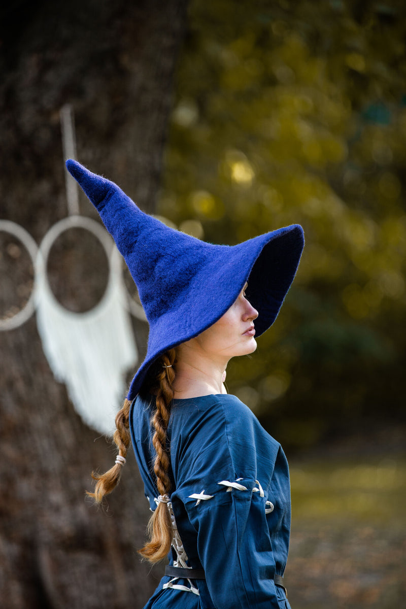 Heksenhoed, wolvilt, blauw