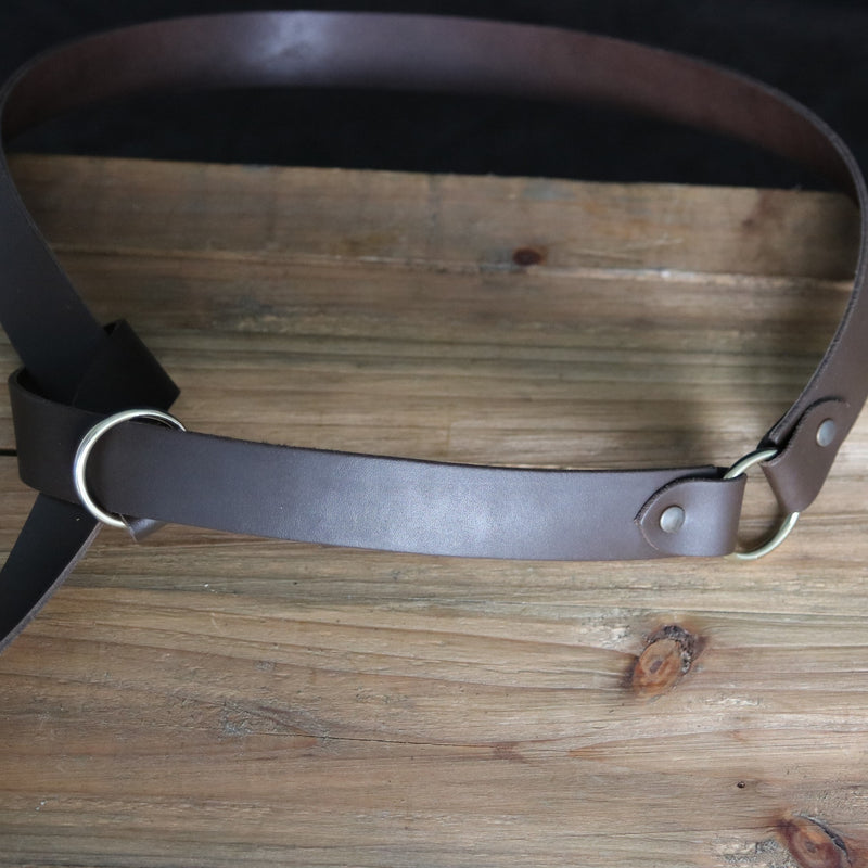 Leren riem met ringsluiting, 155 cm, bruin