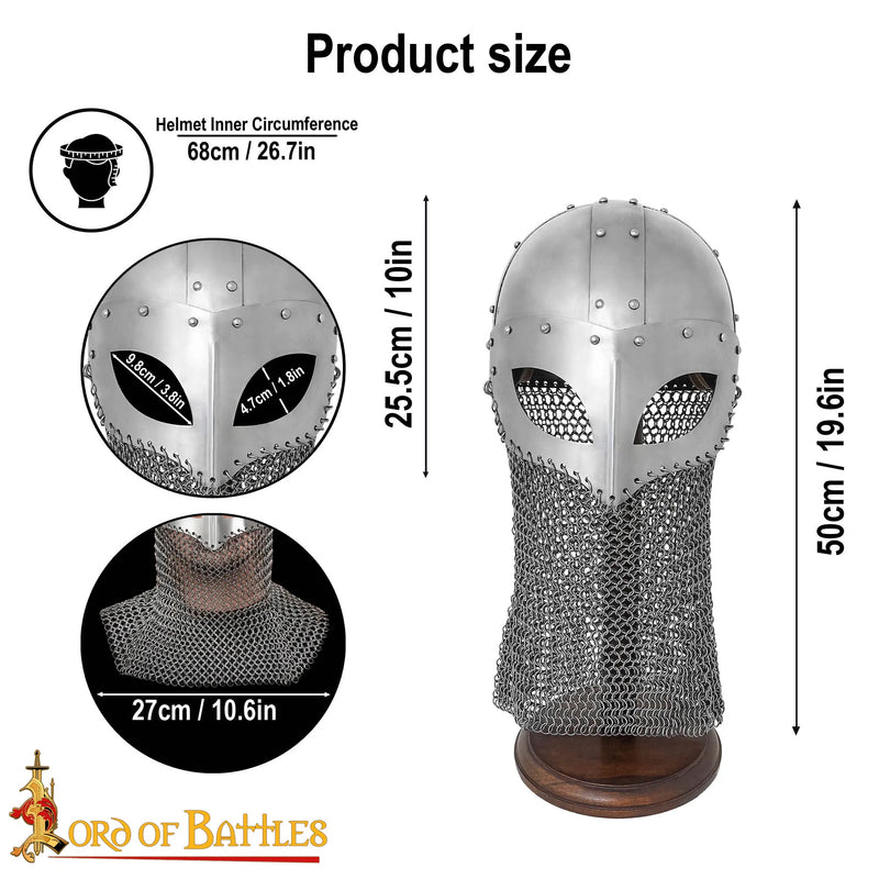 10e eeuwse Viking brilhelm met maliën, 1.6 mm