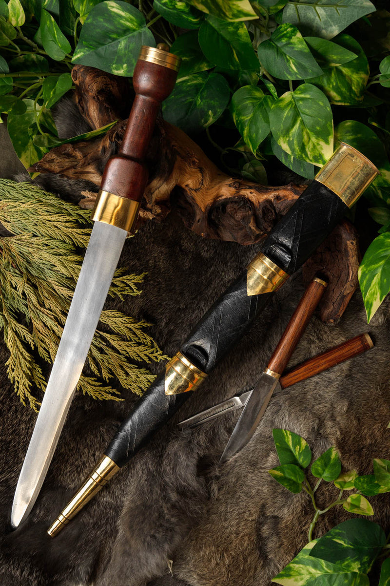 Sgian achlais met mes en vork, semi-scherp