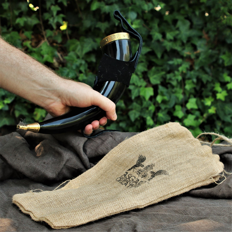 Drinkhoorn Rollo met leren houder, 200-300 ml