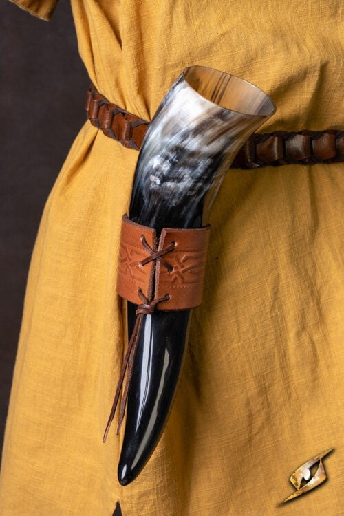 Leren drinkhoornhouder Edda, bruin