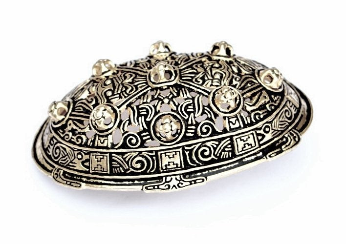 Viking schildpad broche British Museum, verzilverd brons, prijs per stuk