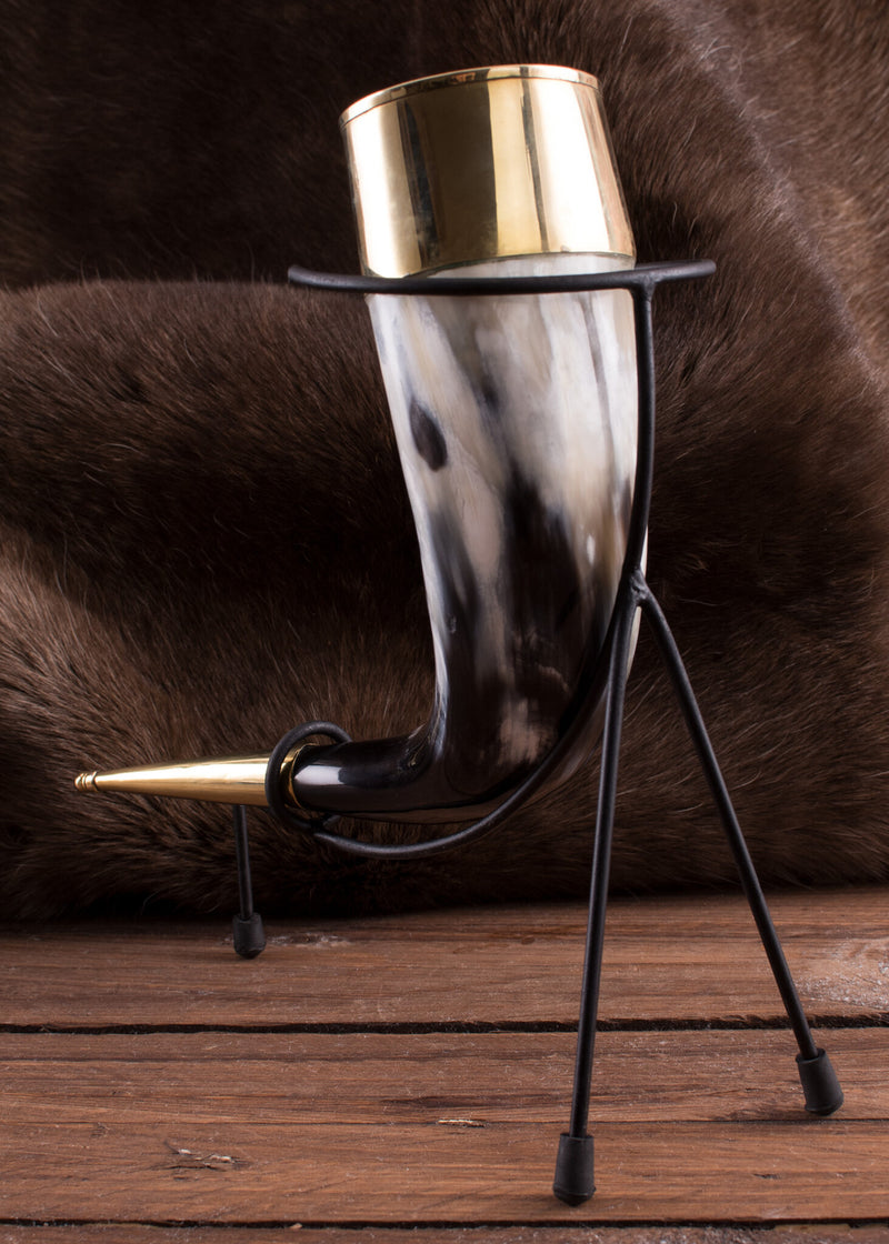 Gedecoreerde drinkhoorn met standaard, 200-300 ml