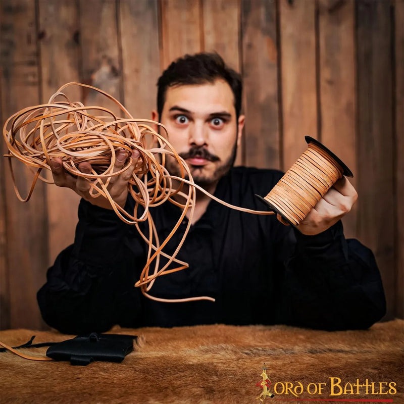 Natural leather cord, 50 meters