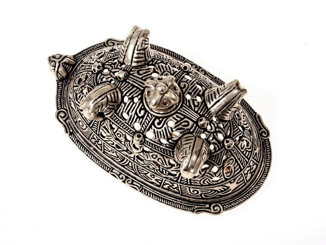 Viking schildpad broche Birka, graf 860, verzilverd, prijs per stuk