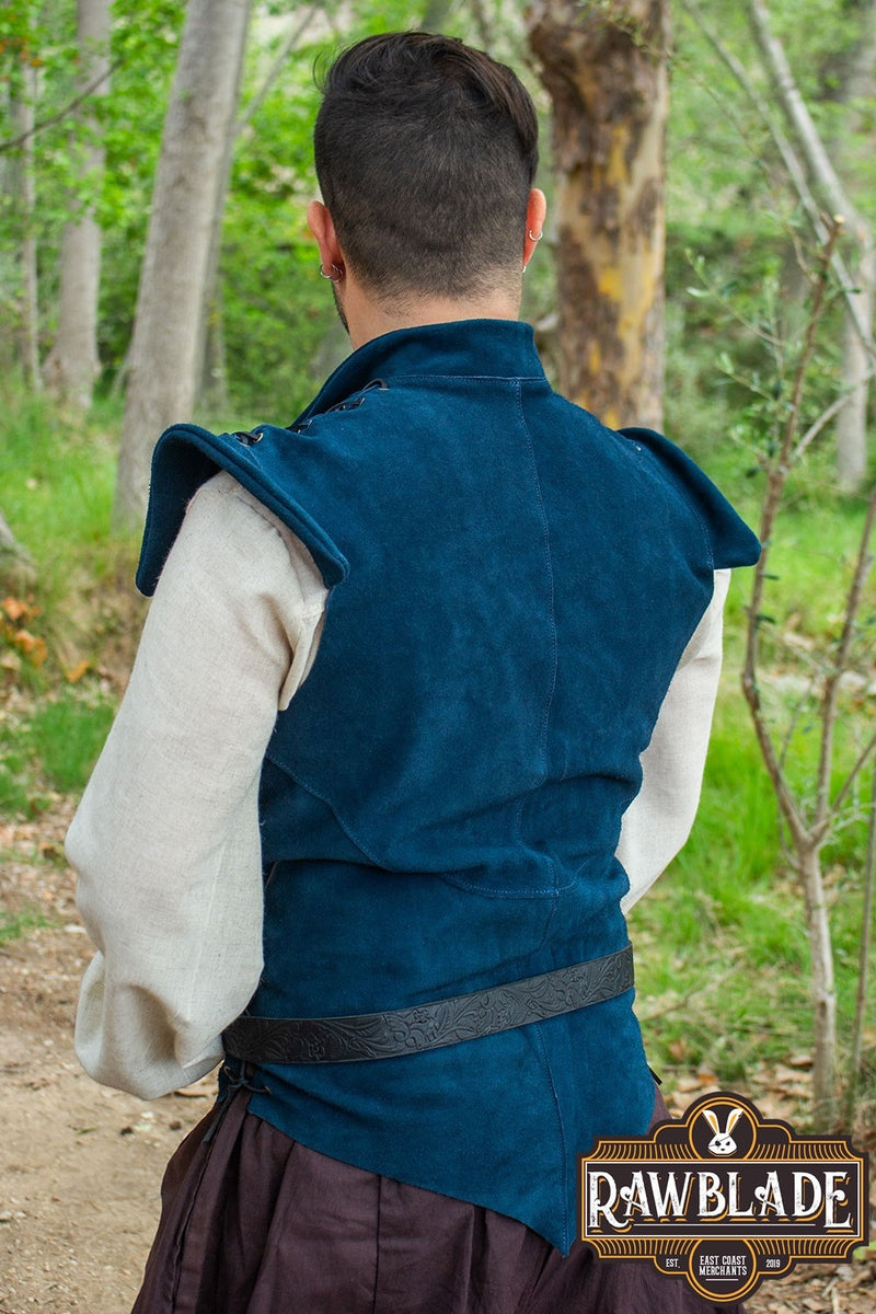 Diego Splitläder Jerkin, blå 