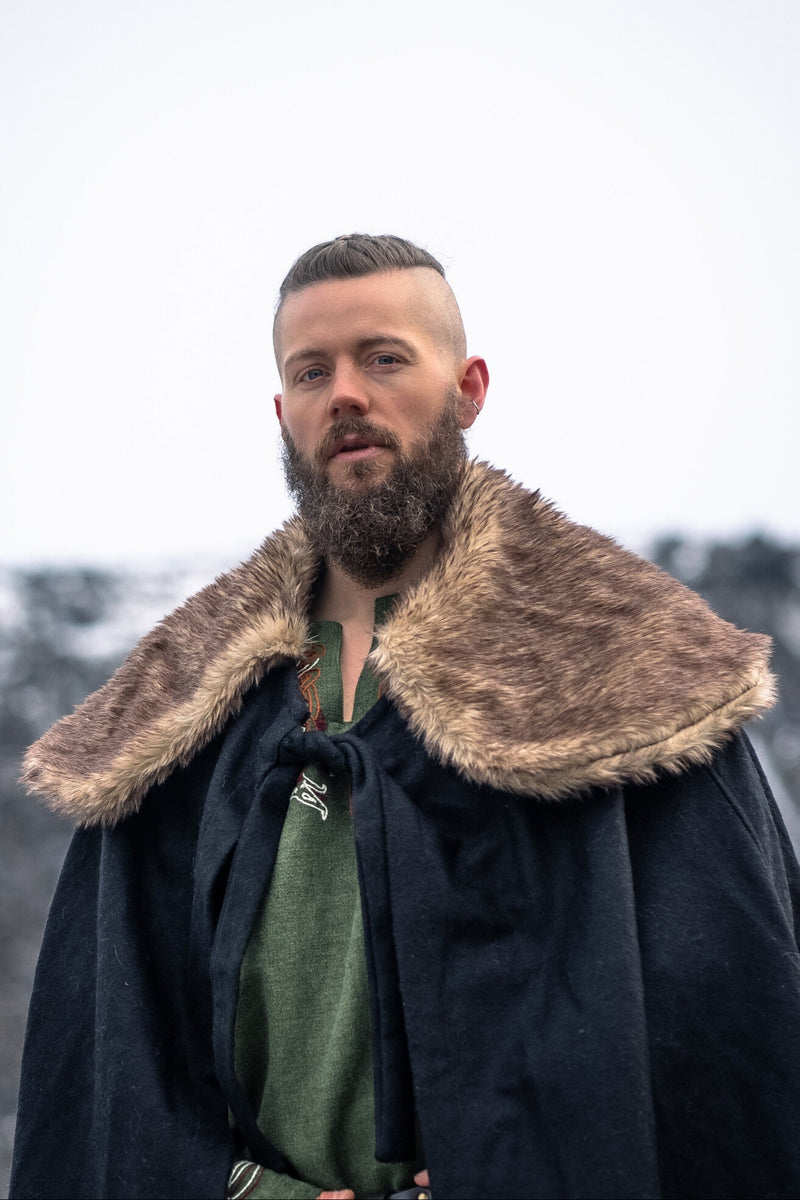 Bontmantel John, zwart, wolmix