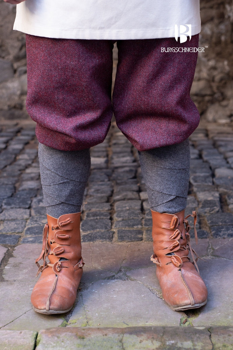 Vikingbroek vissegraatmotief Ivar, wolmix, bordeauxrood