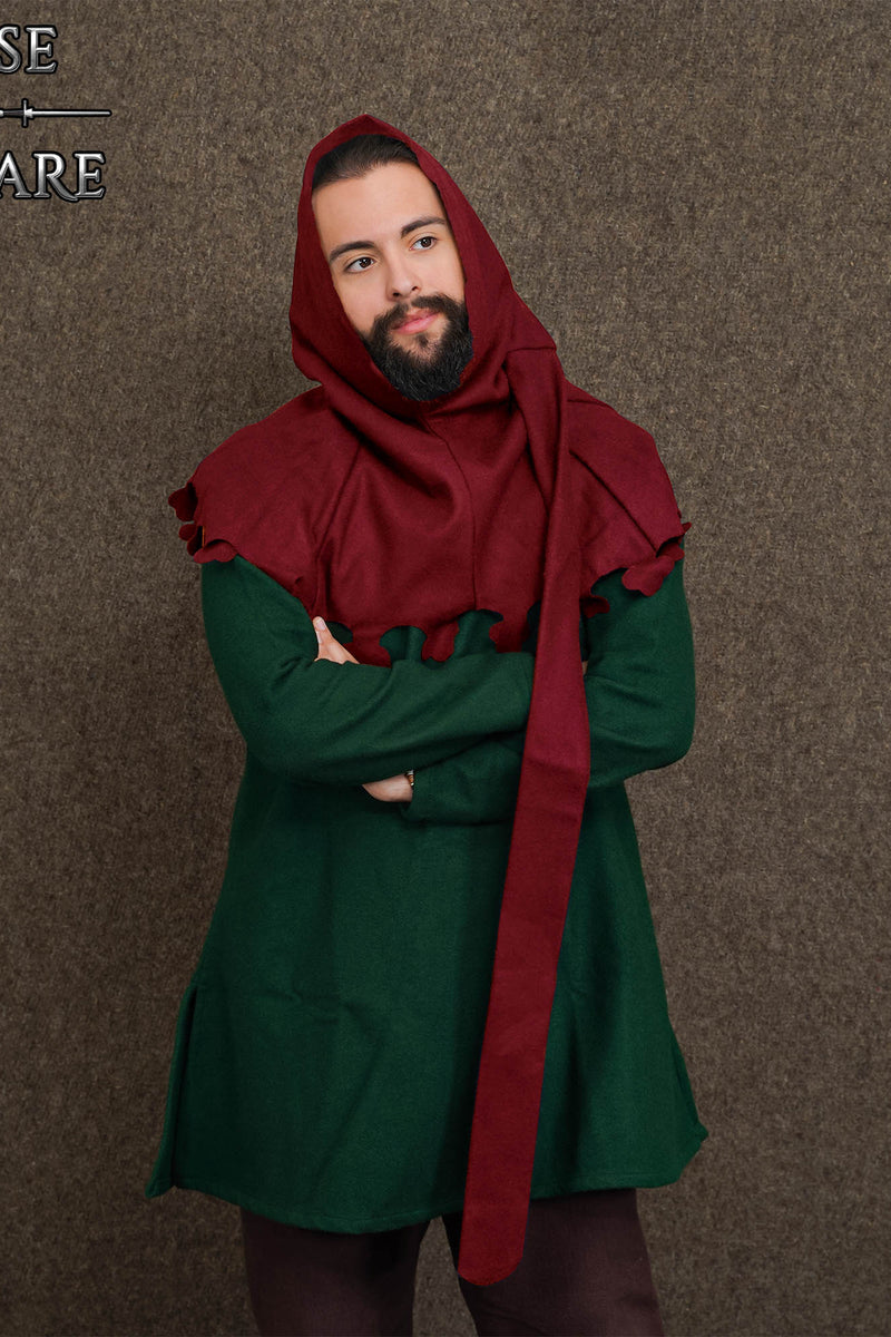 Late Medieval Liripipe Hood, Wool, Dark Red