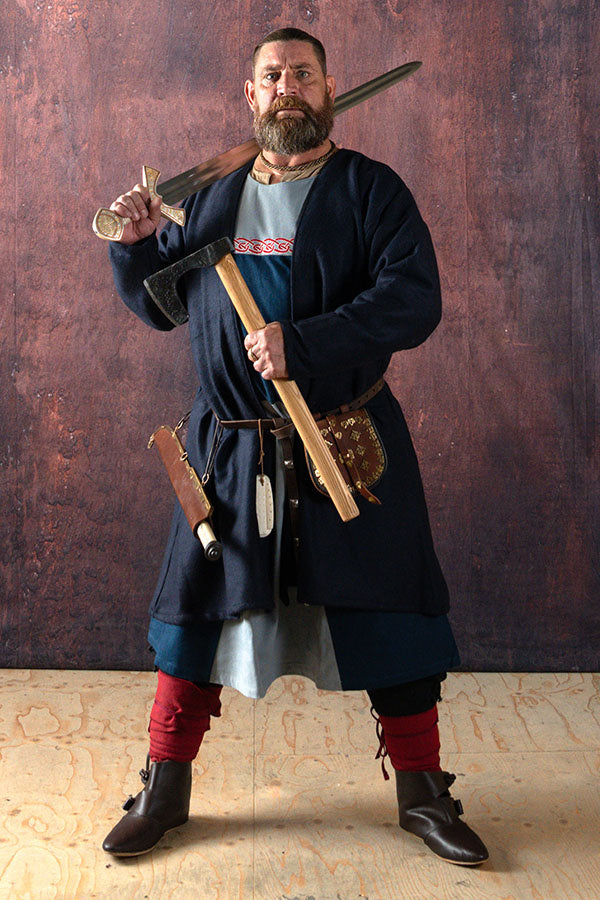 Wikinger Kaftan Loki, Wollmischung, blau 