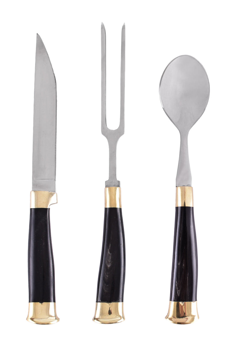 Hoornen bestekset met hoes, roestvrij staal