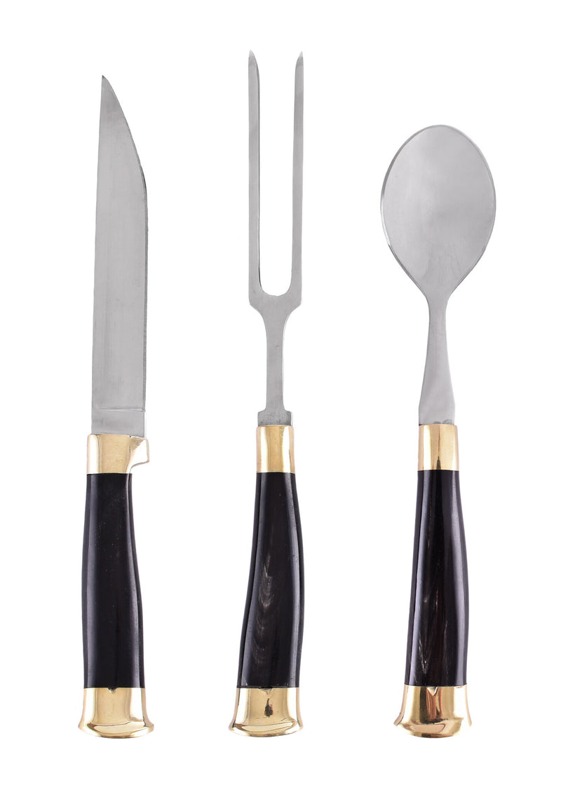 Hornbestickset med fodral, rostfritt stål 