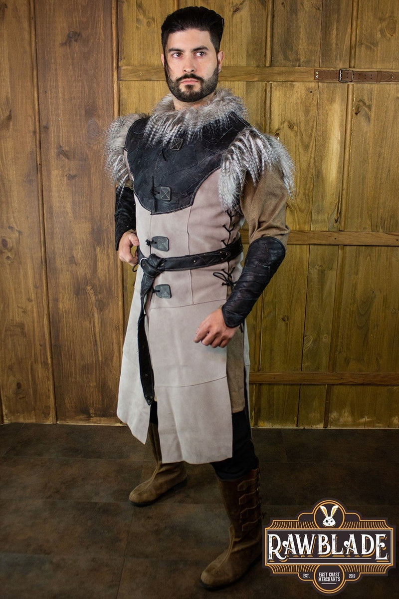 Uil lederen jerkin, zwart-grijs