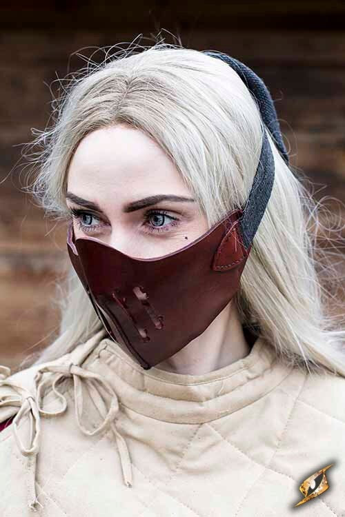 Leren Mempo halfmasker, rood