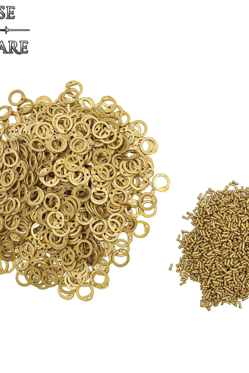 70 g messing maliënkolderringen, platte ringen, ronde klinknagels, 8 mm