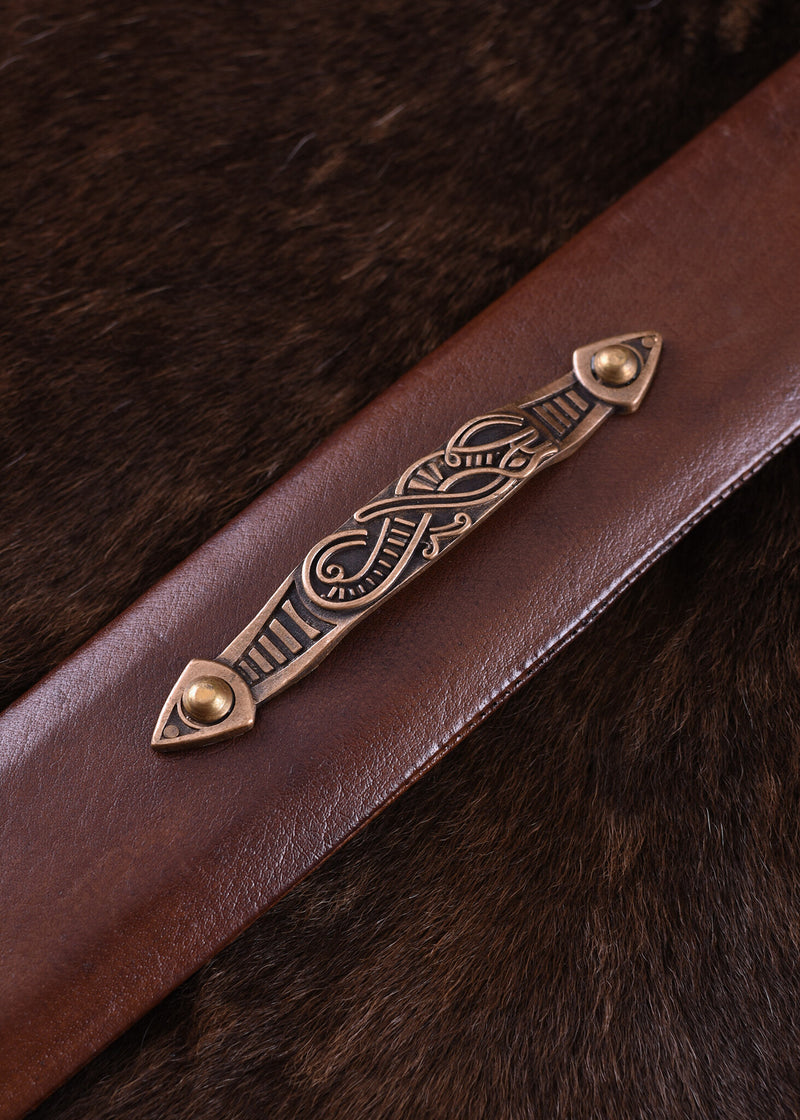 Espada vikinga isla Eigg, cuero empuñadura, templado, semi-afilado 