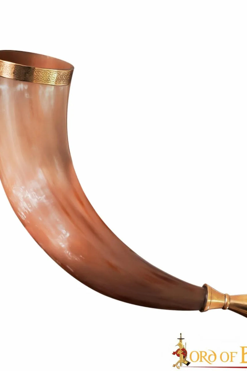 Viking signal horn with brass mouthpiece