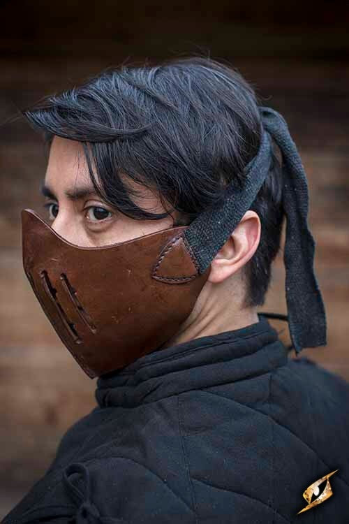 Læder Mempo halvmaske, brun 