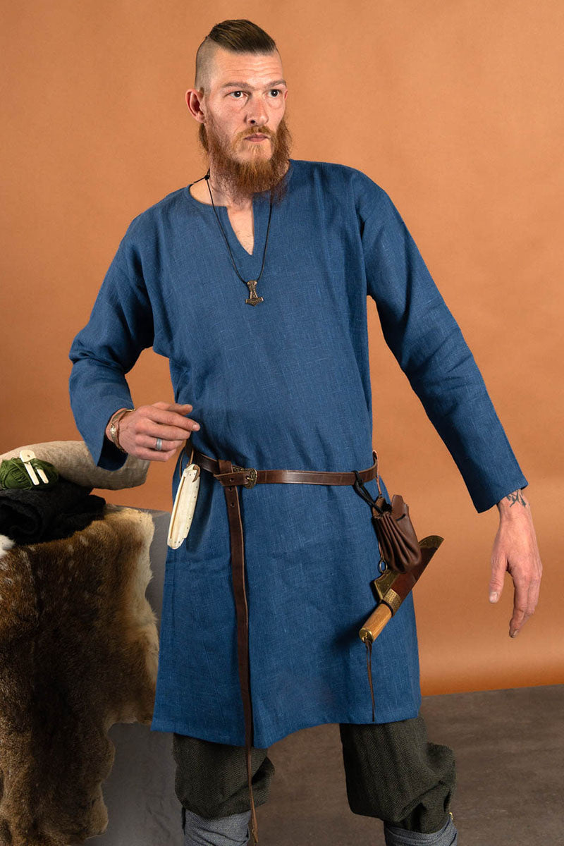 Viking tuniek Eirik, linnen, blauw