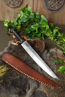 Donkere Vikingsax met staaldraad grip, semi-scherp