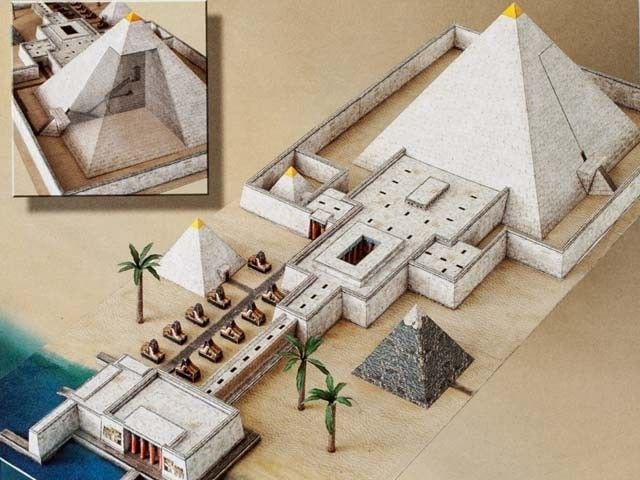 Bouwplaat pyramide met tempel