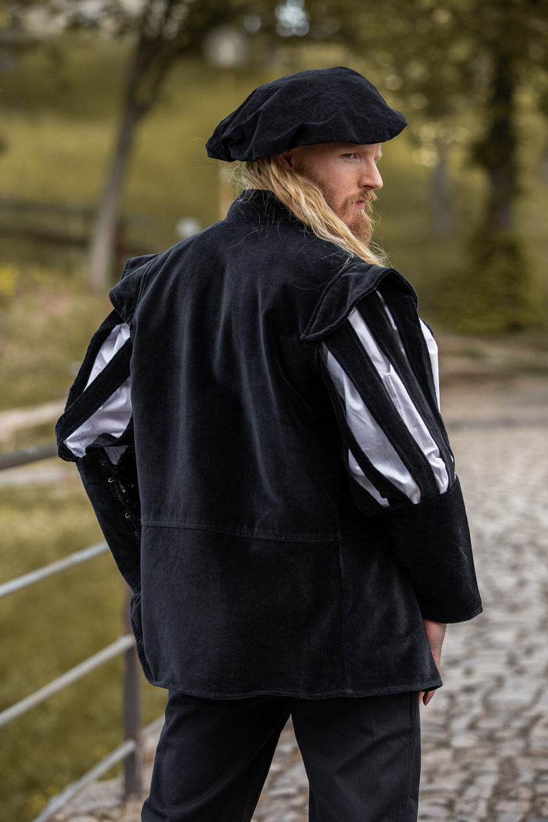 Doublet met open mouwen, zwart